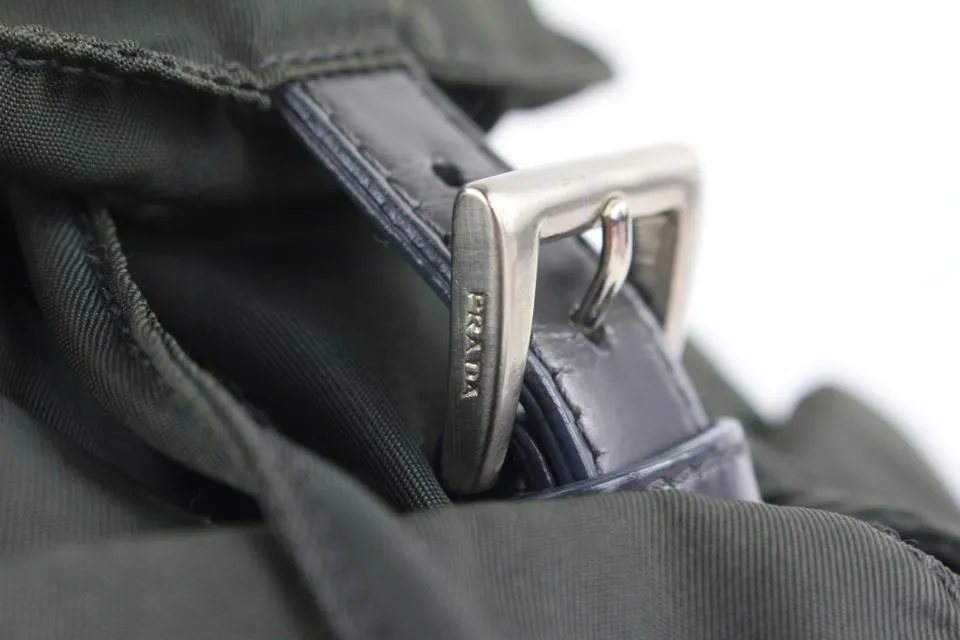 Prada Dark Green Tessuto Nylon Twin Pocket Backpack 885pr413