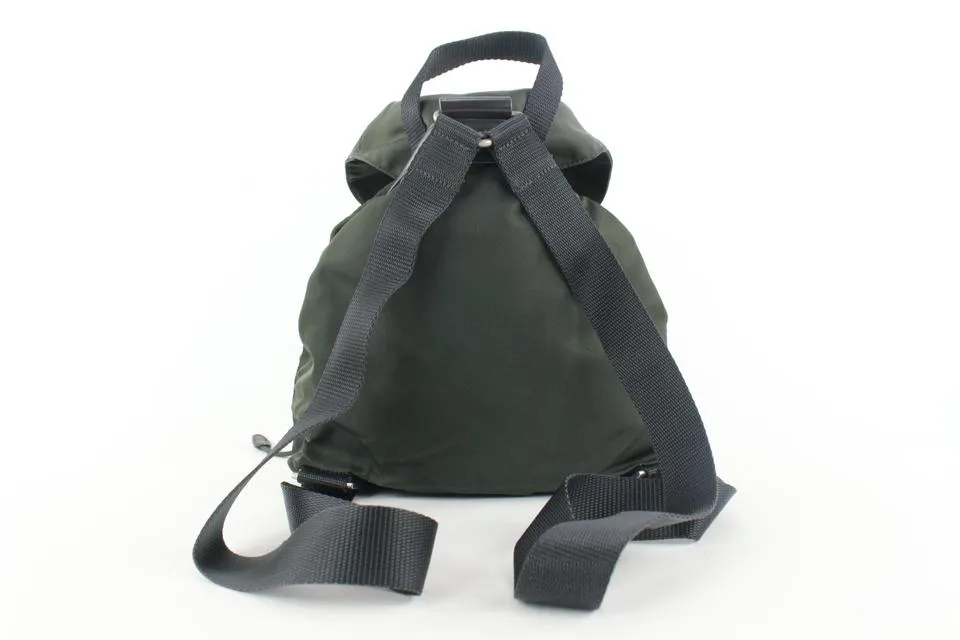 Prada Dark Green Tessuto Nylon Twin Pocket Backpack 885pr413
