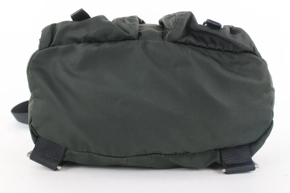 Prada Dark Green Tessuto Nylon Twin Pocket Backpack 885pr413