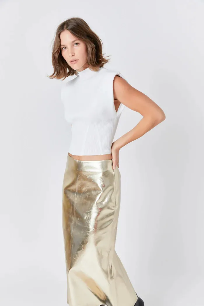Printed Foil Leather Maxi Skirt
