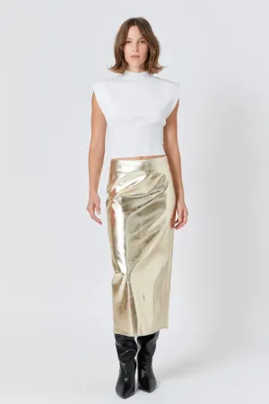 Printed Foil Leather Maxi Skirt