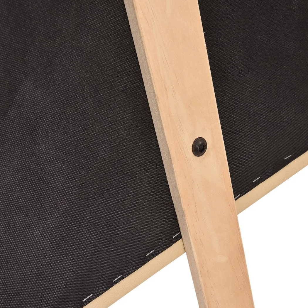 PU Leather Bed Headboard with Wooden Legs in Double Size in Cream Colour