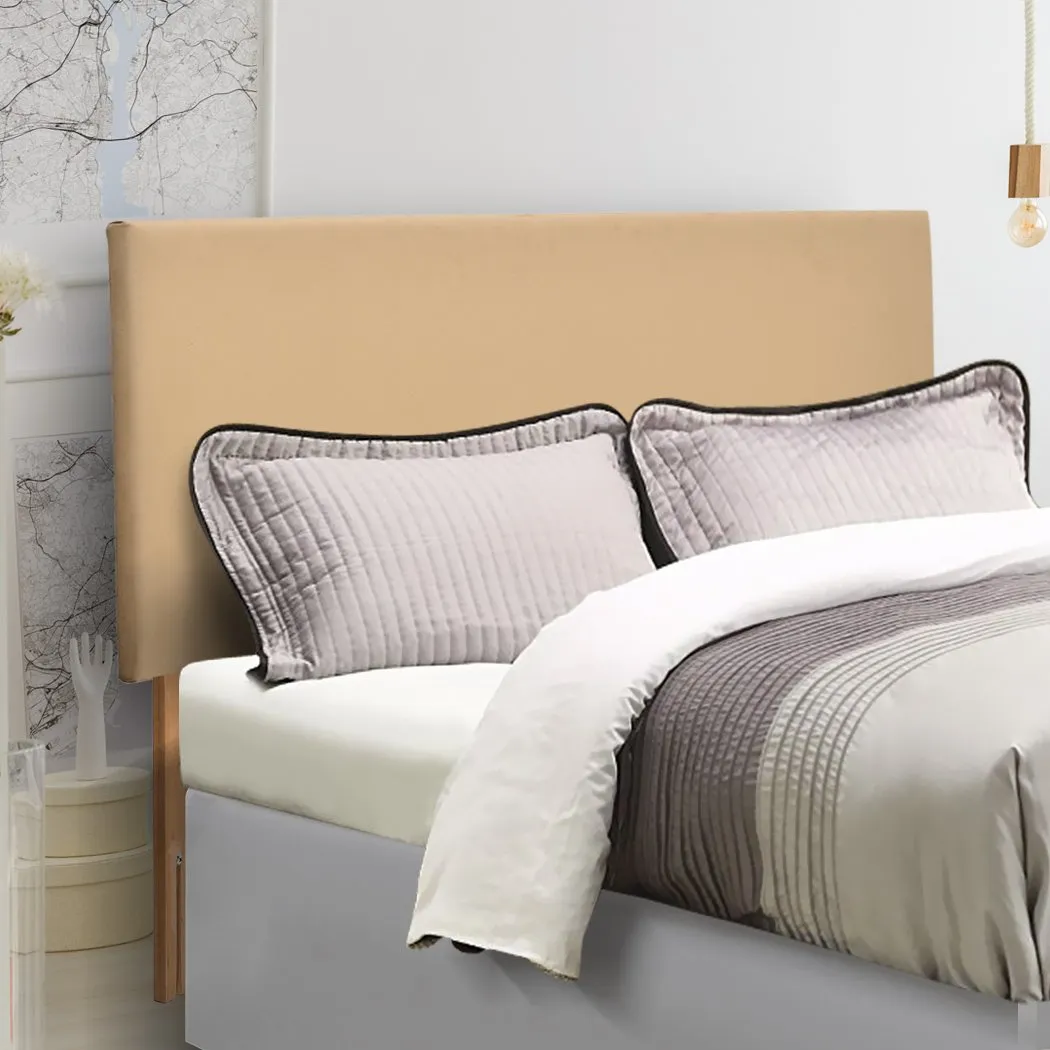 PU Leather Bed Headboard with Wooden Legs in Double Size in Cream Colour