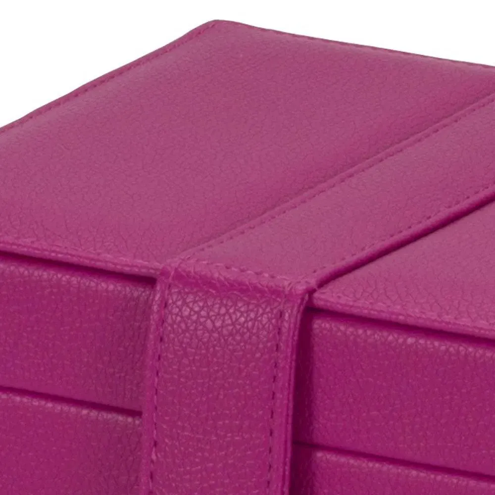 PU Leather Jewellery Box Watch & Trinket Storage Case Organiser Fushia Pink Mele