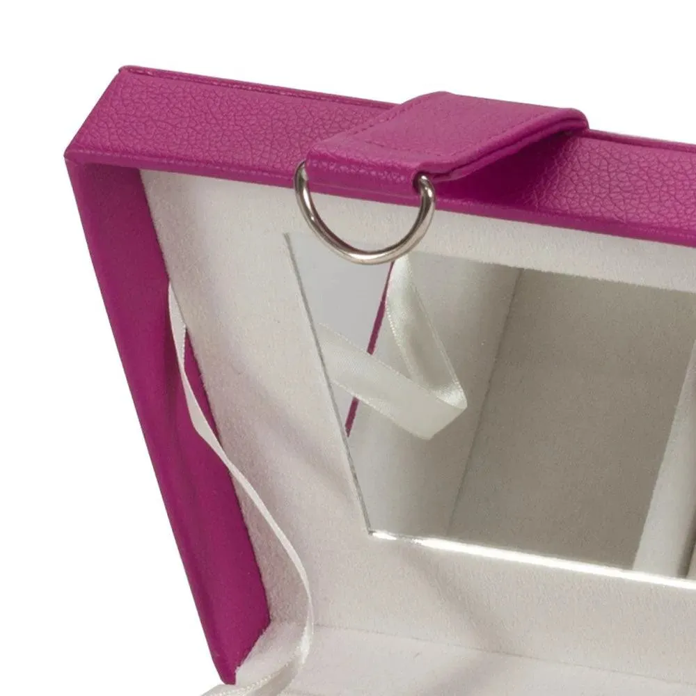 PU Leather Jewellery Box Watch & Trinket Storage Case Organiser Fushia Pink Mele