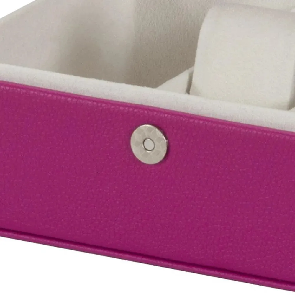 PU Leather Jewellery Box Watch & Trinket Storage Case Organiser Fushia Pink Mele