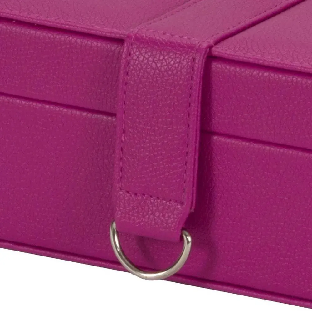PU Leather Jewellery Box Watch & Trinket Storage Case Organiser Fushia Pink Mele
