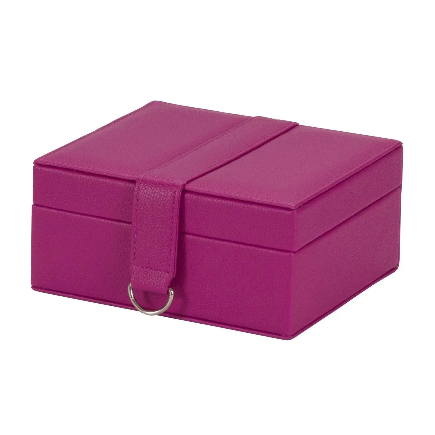 PU Leather Jewellery Box Watch & Trinket Storage Case Organiser Fushia Pink Mele