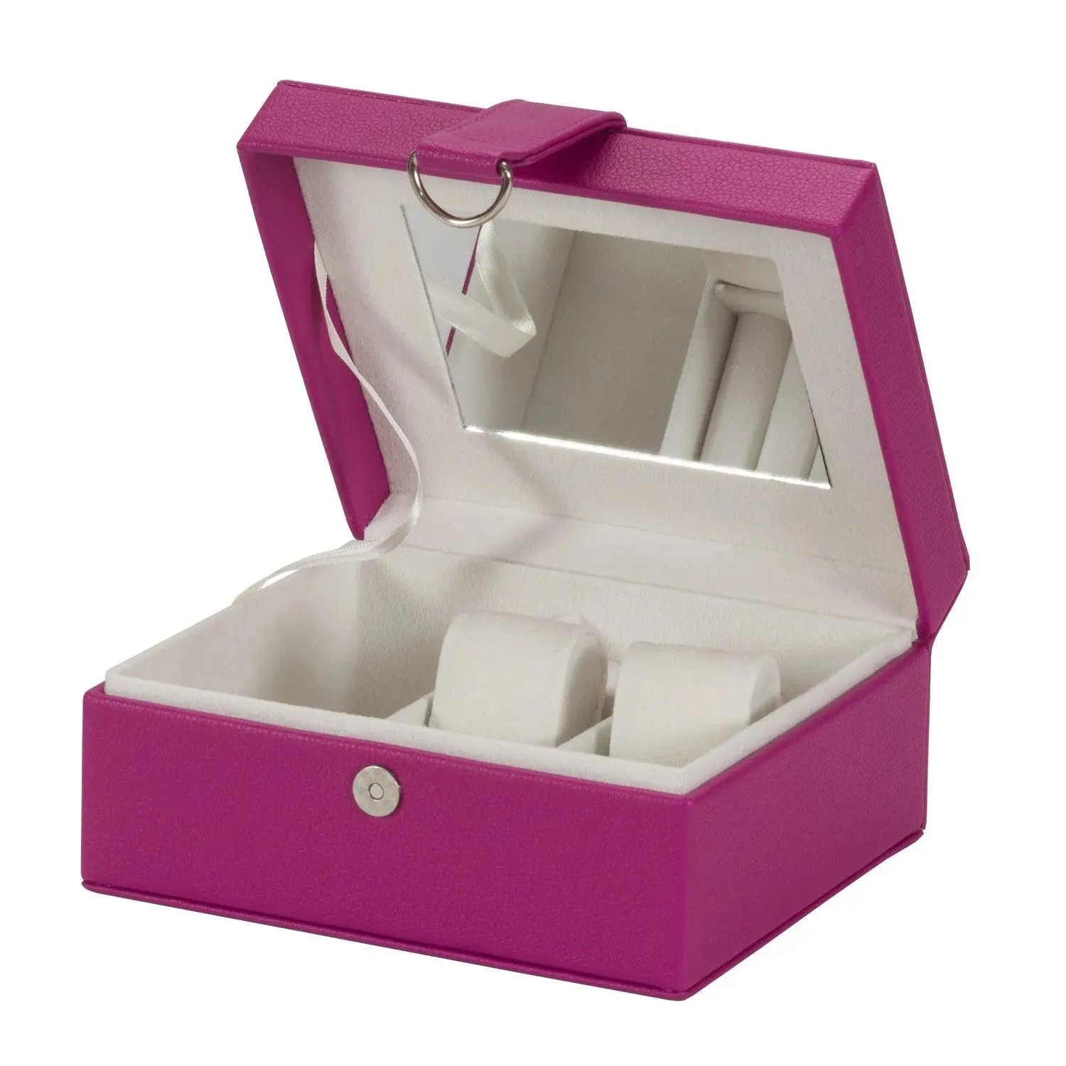 PU Leather Jewellery Box Watch & Trinket Storage Case Organiser Fushia Pink Mele