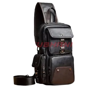 Pu Leather Water Proof Waist Bag Chest Bags with Earphone  Leather Shoulder Bags