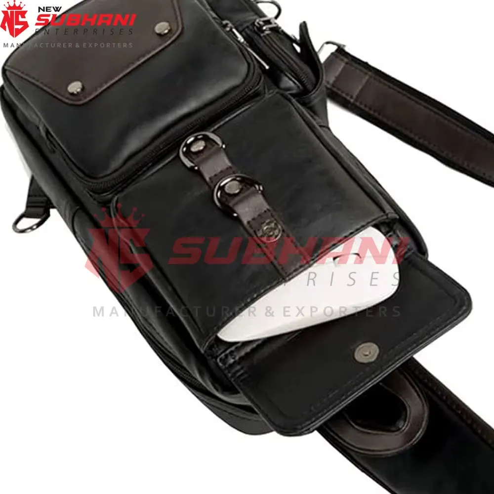 Pu Leather Water Proof Waist Bag Chest Bags with Earphone  Leather Shoulder Bags
