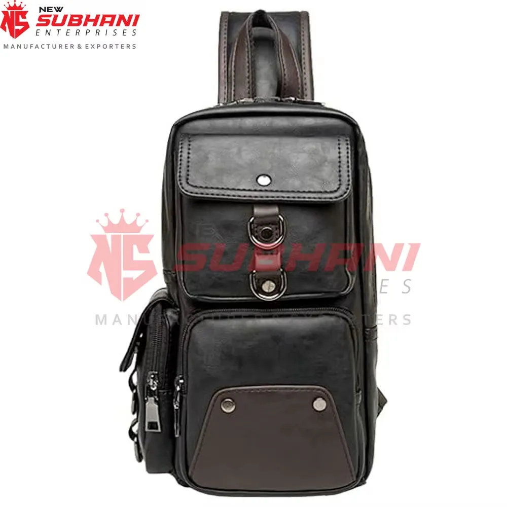 Pu Leather Water Proof Waist Bag Chest Bags with Earphone  Leather Shoulder Bags