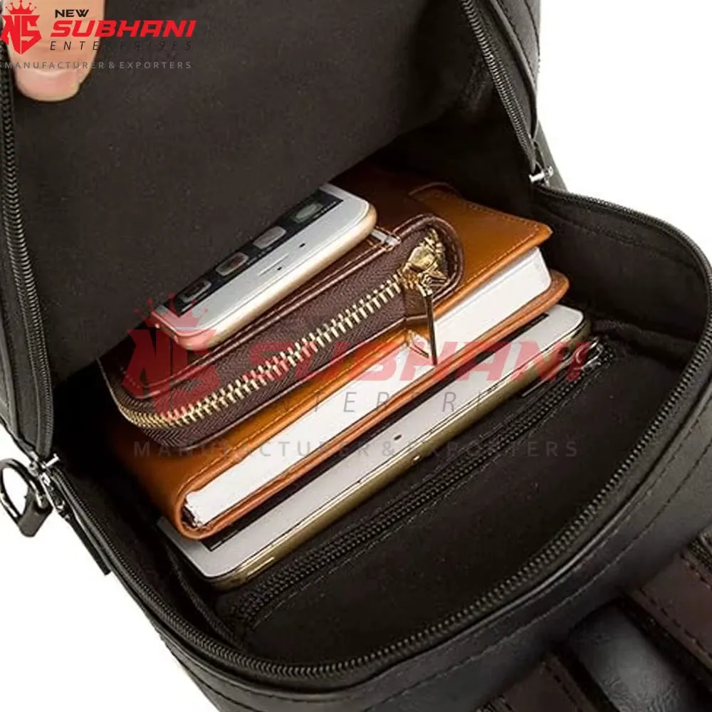 Pu Leather Water Proof Waist Bag Chest Bags with Earphone  Leather Shoulder Bags