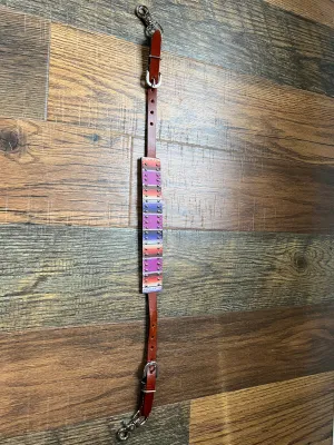Purple Striped Leather Wither Strap