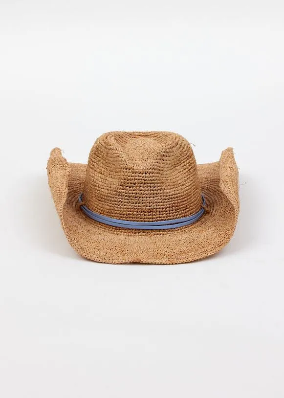 Raffia Crochet Cowboy Blue Wrap