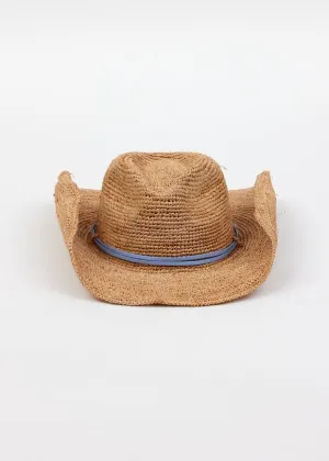 Raffia Crochet Cowboy Blue Wrap