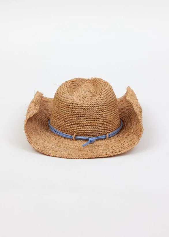 Raffia Crochet Cowboy Blue Wrap