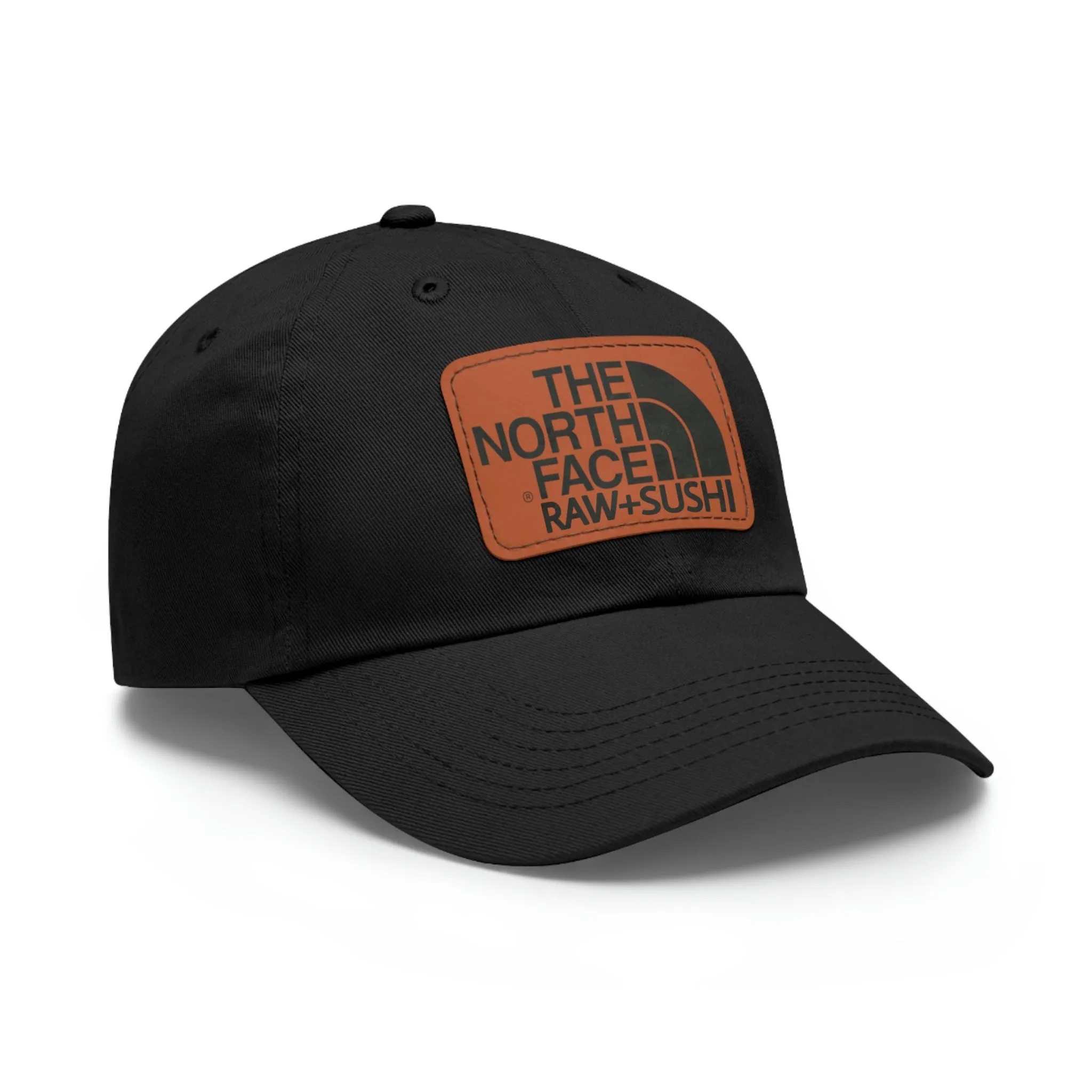 Raw Sushi "north face sushi" Dad Hat with Leather Patch blk