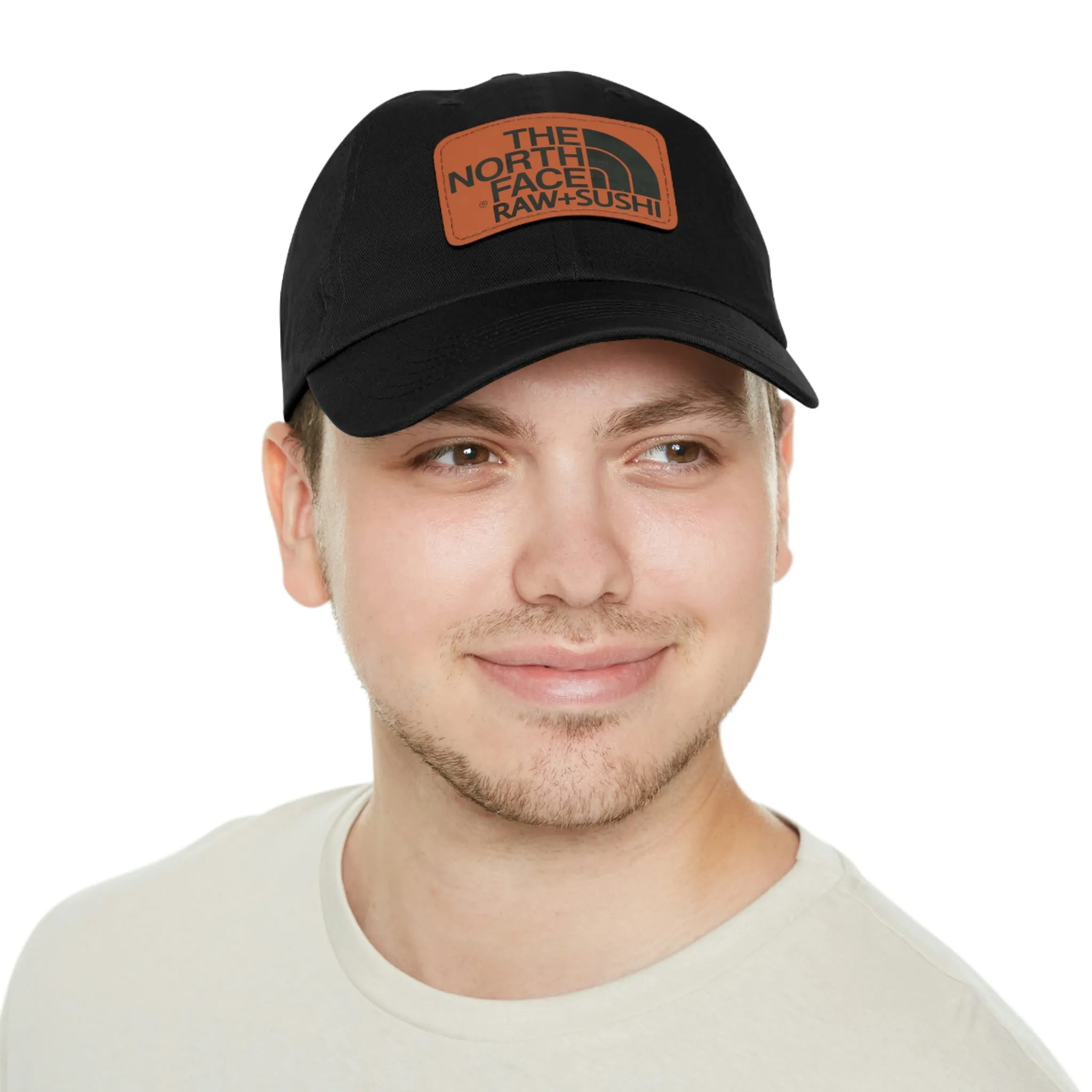 Raw Sushi "north face sushi" Dad Hat with Leather Patch blk