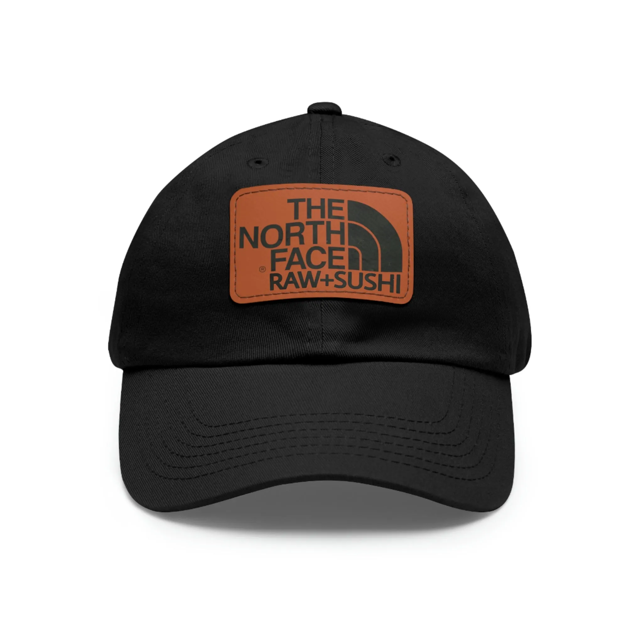 Raw Sushi "north face sushi" Dad Hat with Leather Patch blk