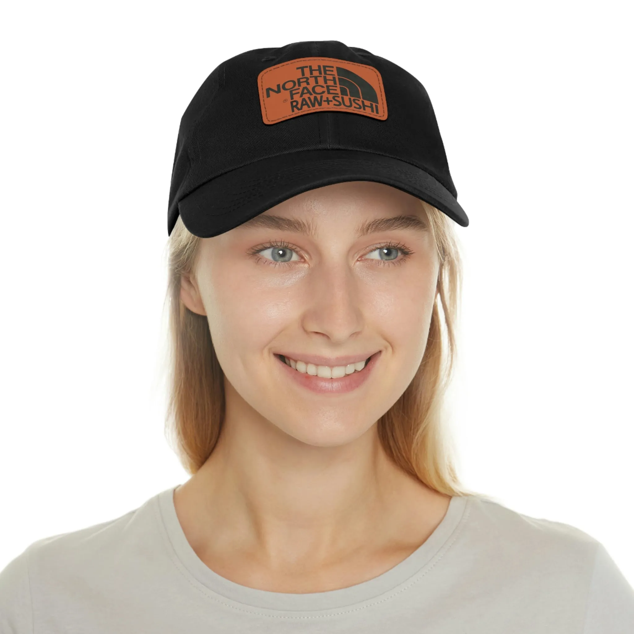 Raw Sushi "north face sushi" Dad Hat with Leather Patch blk