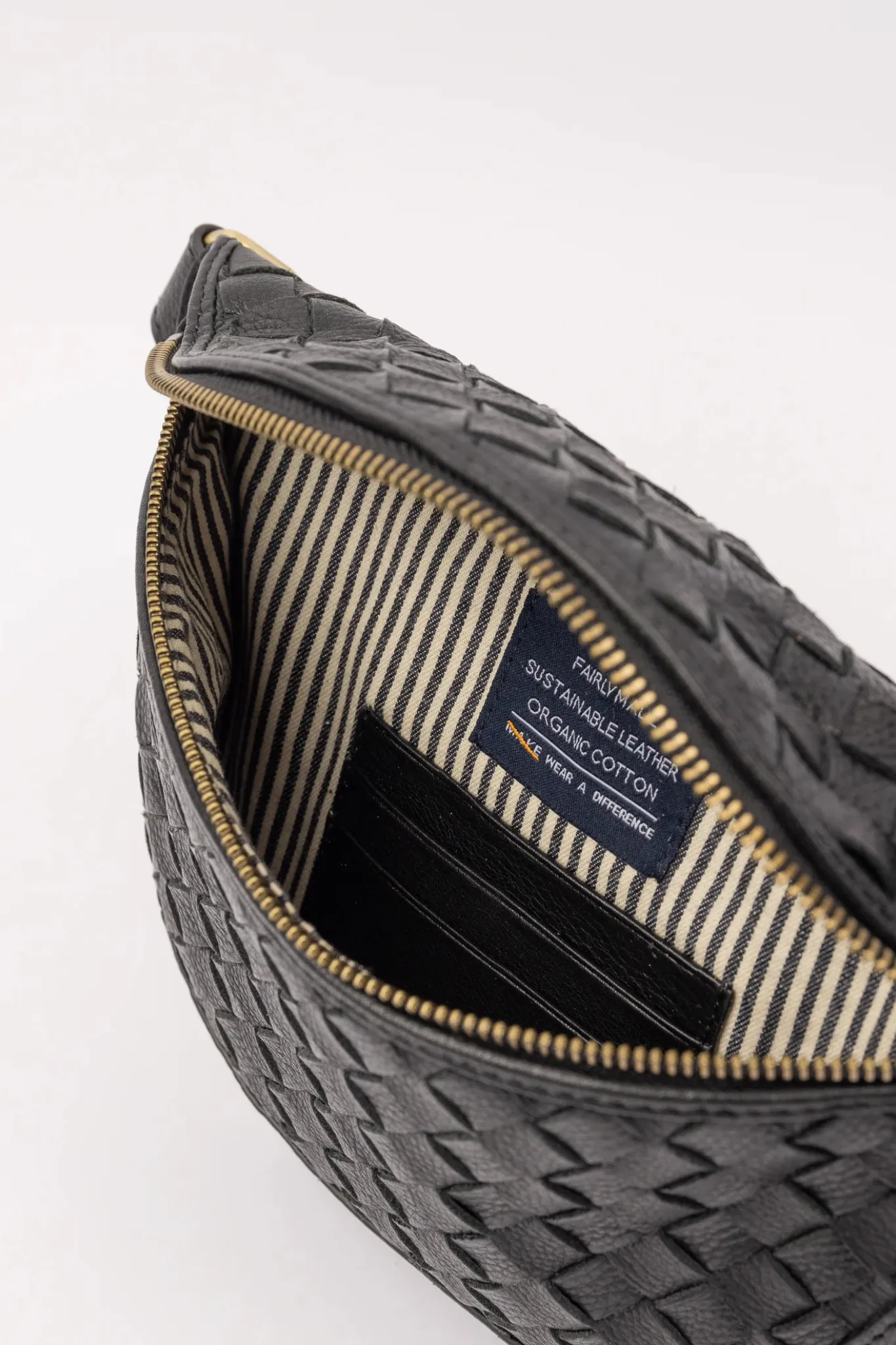 RAY BUMBAG - BLACK WOVEN SOFT GRAIN LEATHER