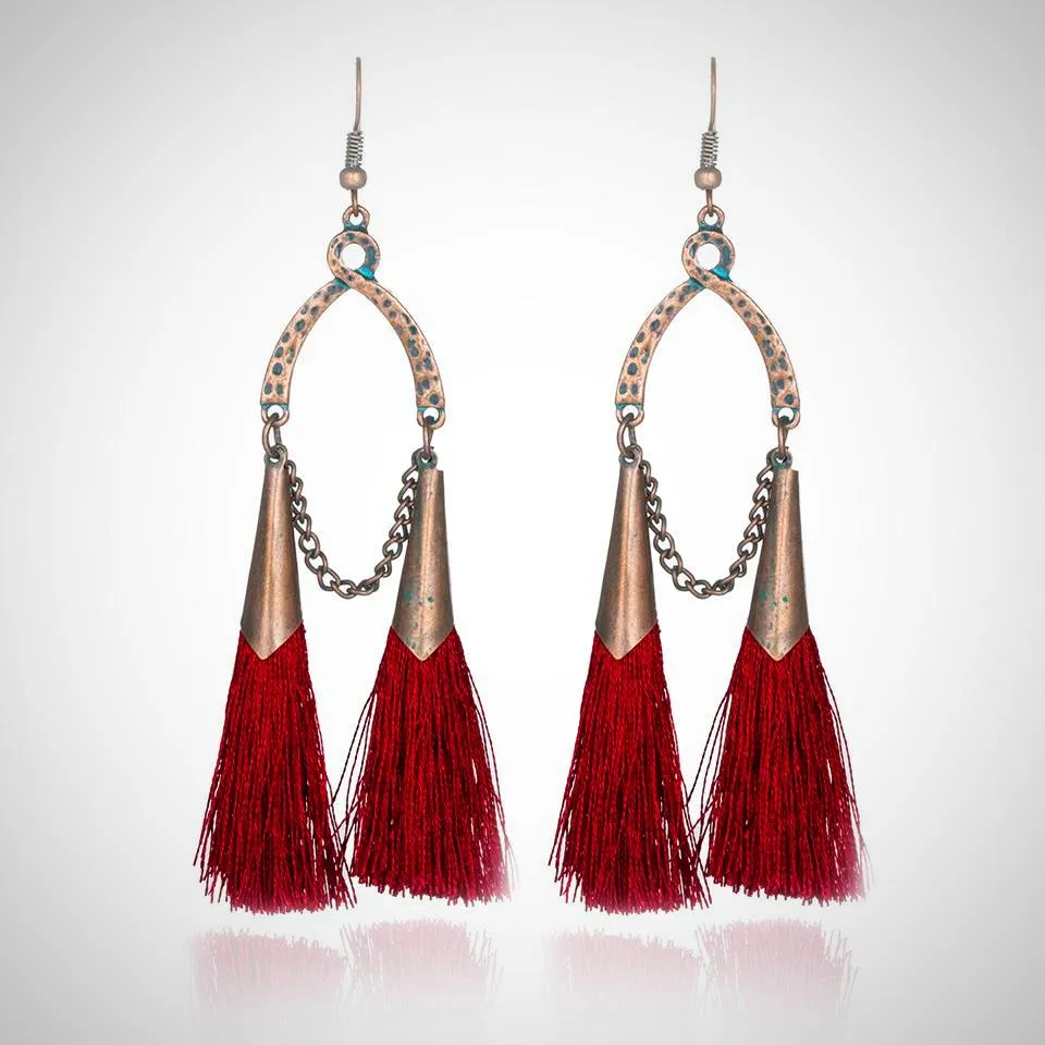 Red Tassel Earrings