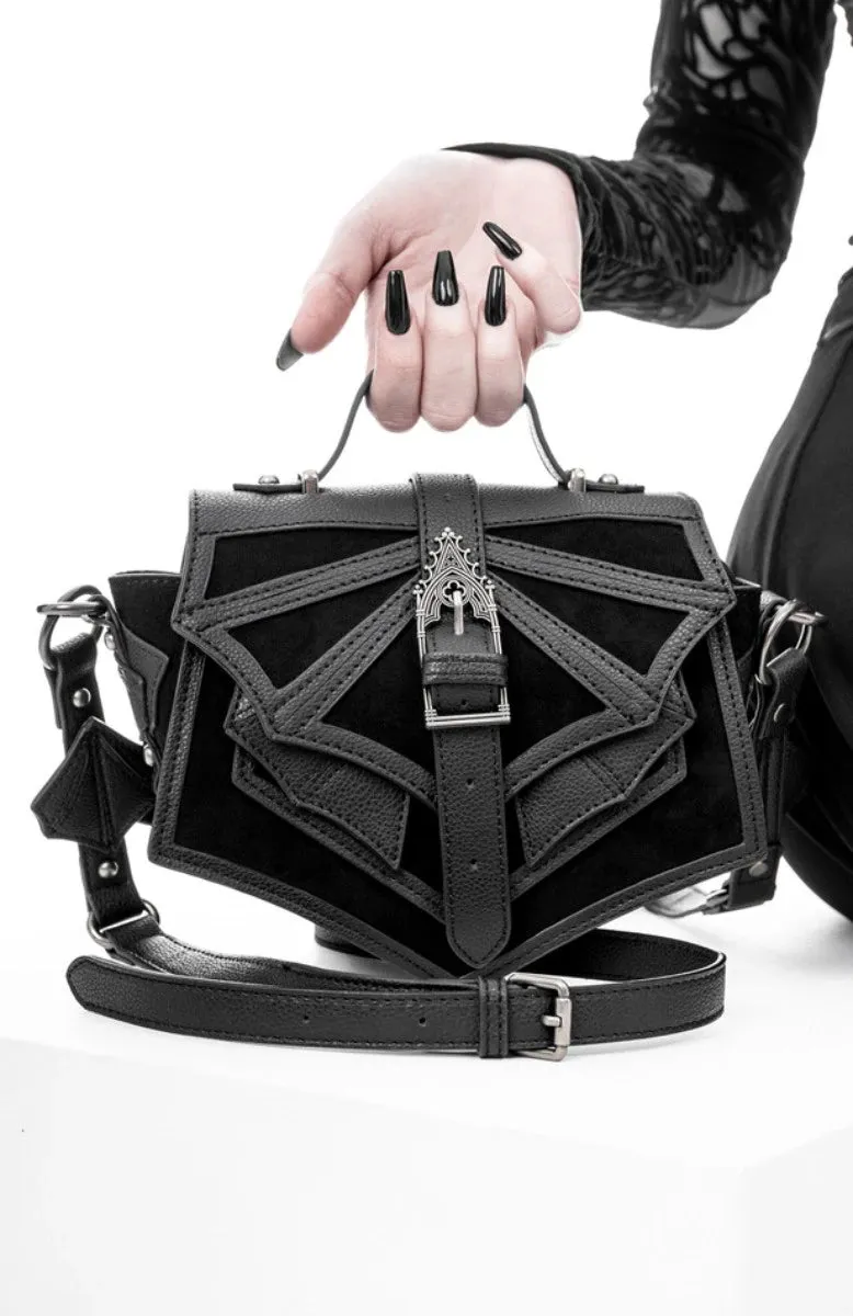 Restyle Night Creature Shoulder Bag - Gothic Velvet Bat Purse