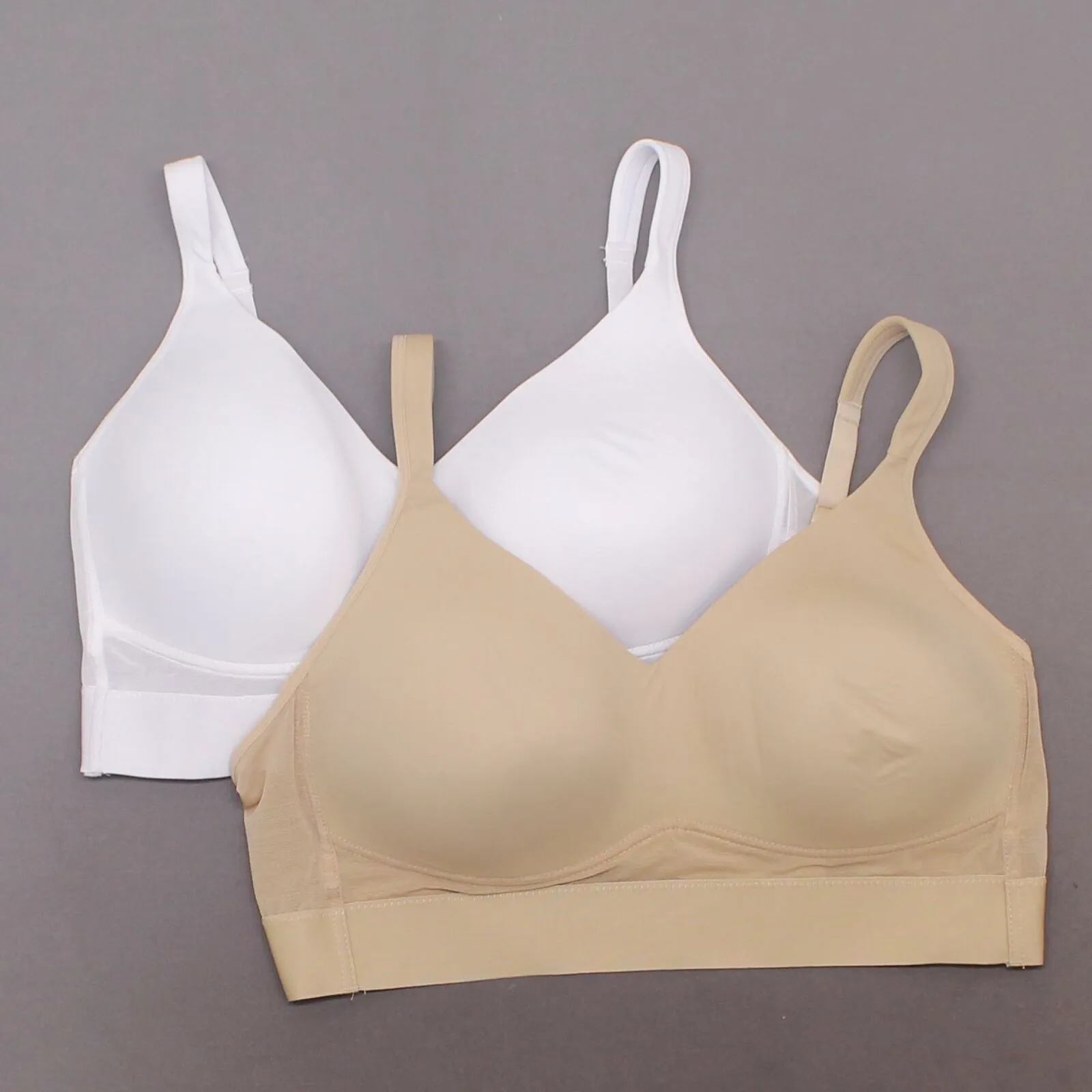 Rhonda Shear 2 Pack Molded Cup Bras With Mesh Back Detail White/Nude 2X