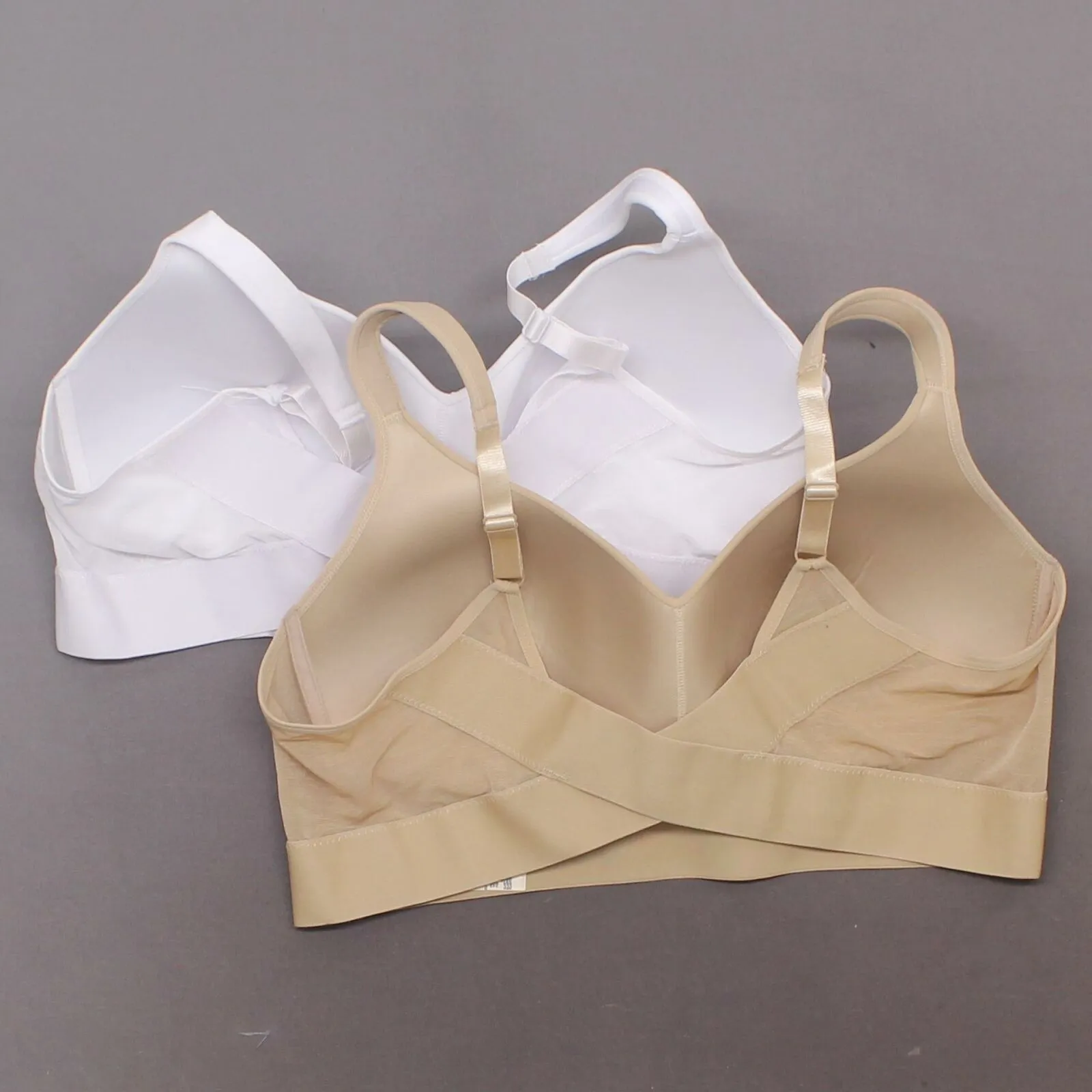 Rhonda Shear 2 Pack Molded Cup Bras With Mesh Back Detail White/Nude 2X