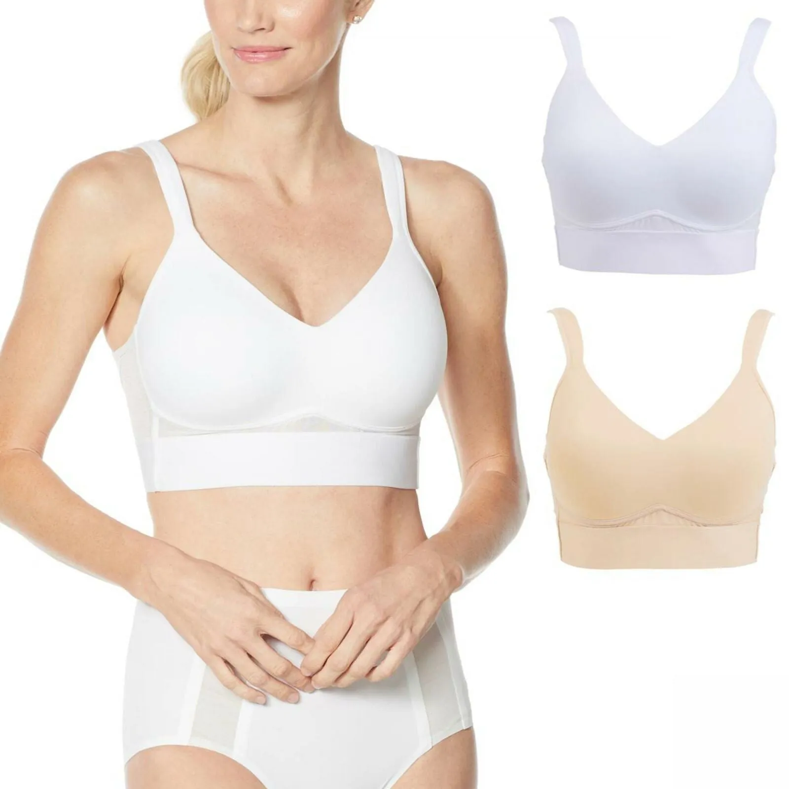 Rhonda Shear 2 Pack Molded Cup Bras With Mesh Back Detail