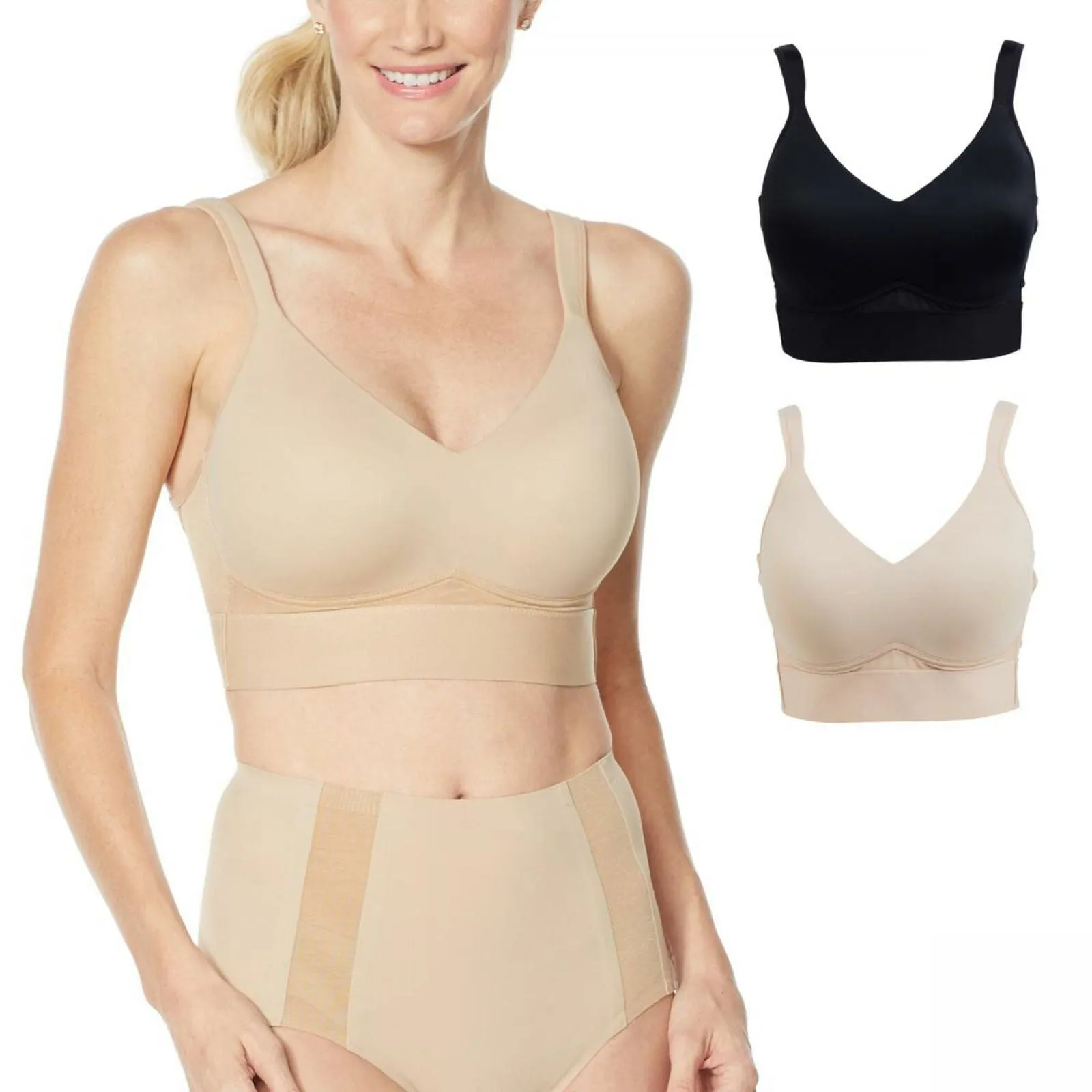 Rhonda Shear 2 Pack Molded Cup Bras With Mesh Back Detail