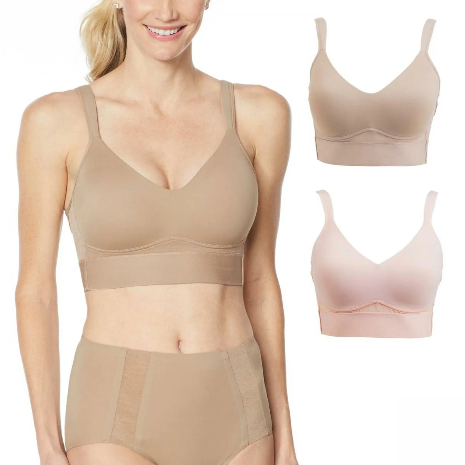 Rhonda Shear 2 Pack Molded Cup Bras With Mesh Back Detail