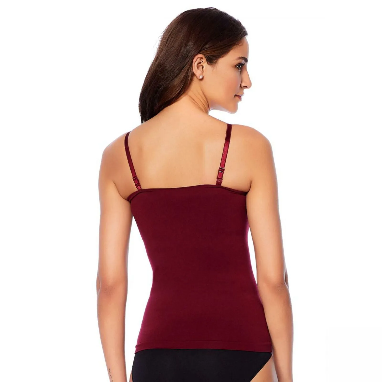 Rhonda Shear Pack Convertible Seamless Bandeau Camis With Shelf Bra Wine Blue XL