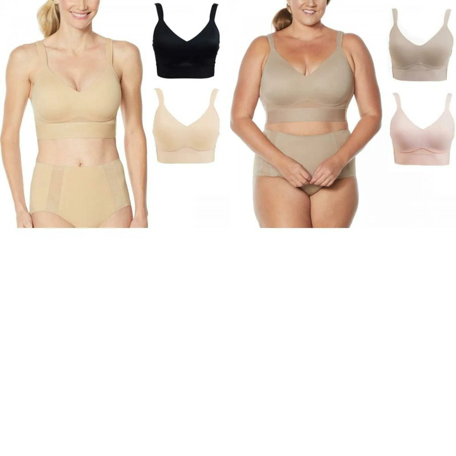 Rhonda Shear Women's Plus Size 2 Pack Molded Cup Bras With Mesh Back Detail