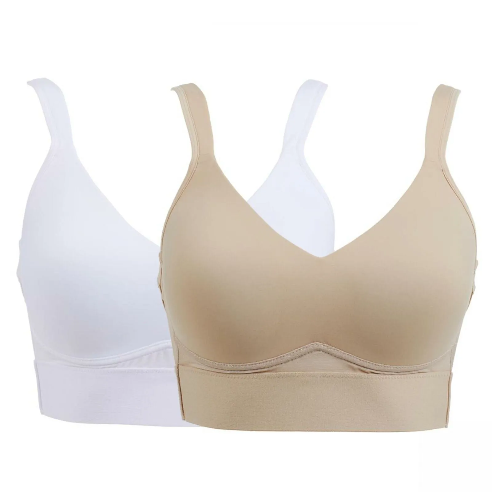 Rhonda Shear Women's Plus Size 2 Pack Molded Cup Bras With Mesh Back Detail