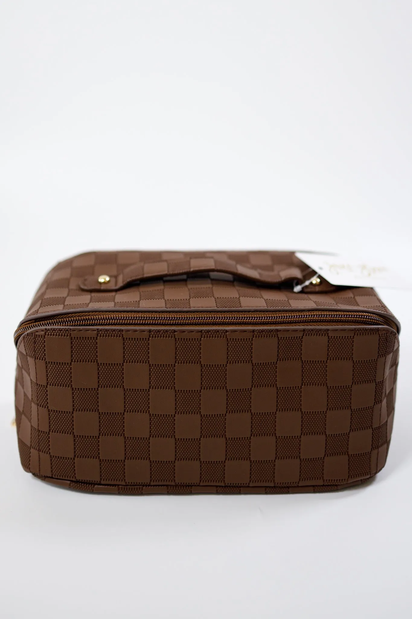 Rosemary Leather Checker Makeup Bag, VARIOUS