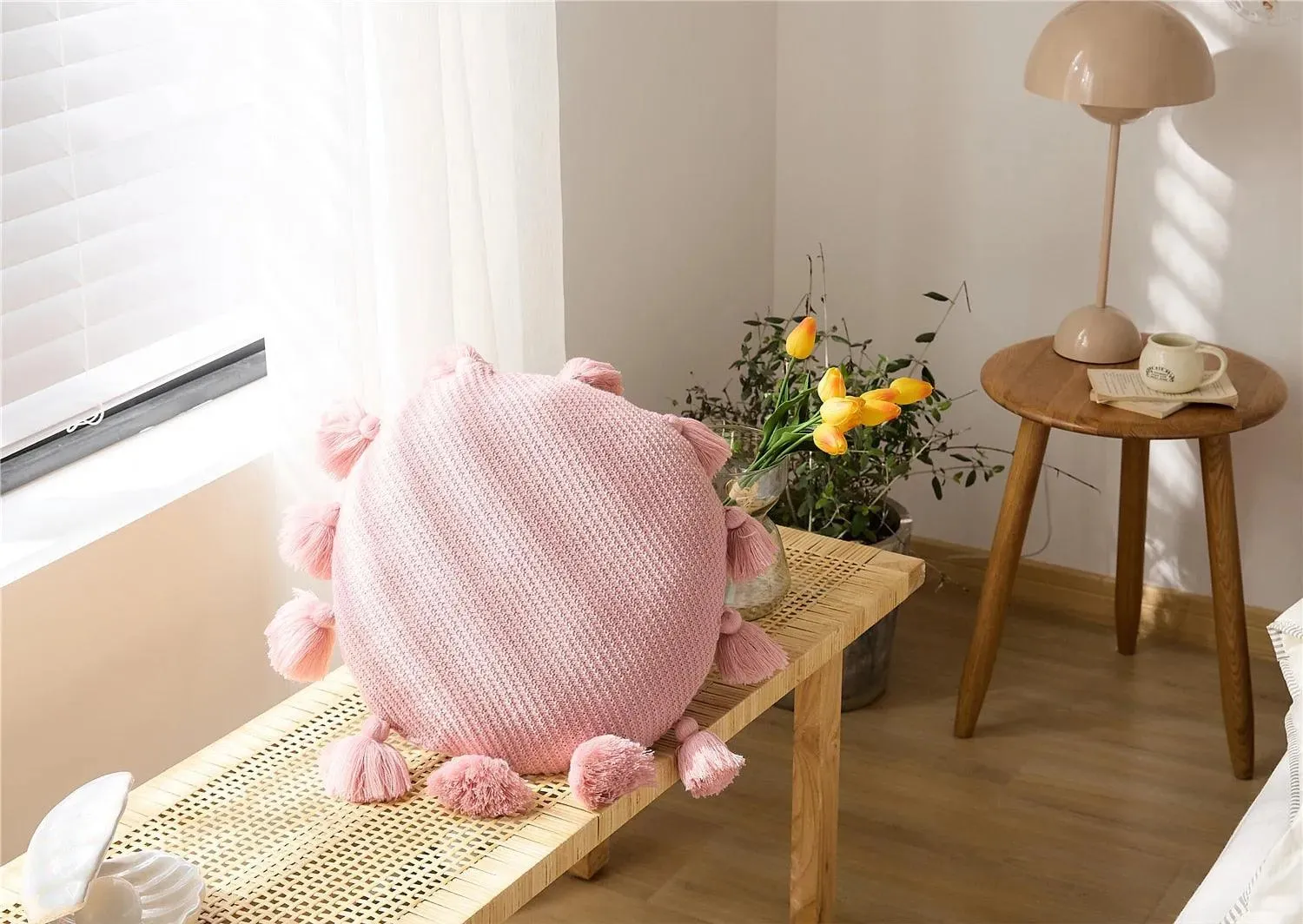 Round Tassel Decorative Throw Pillow