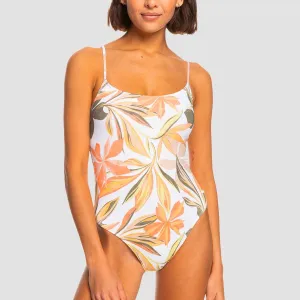 Roxy Beach Classics One-Piece Swimsuit Bright White Subtly - Womens