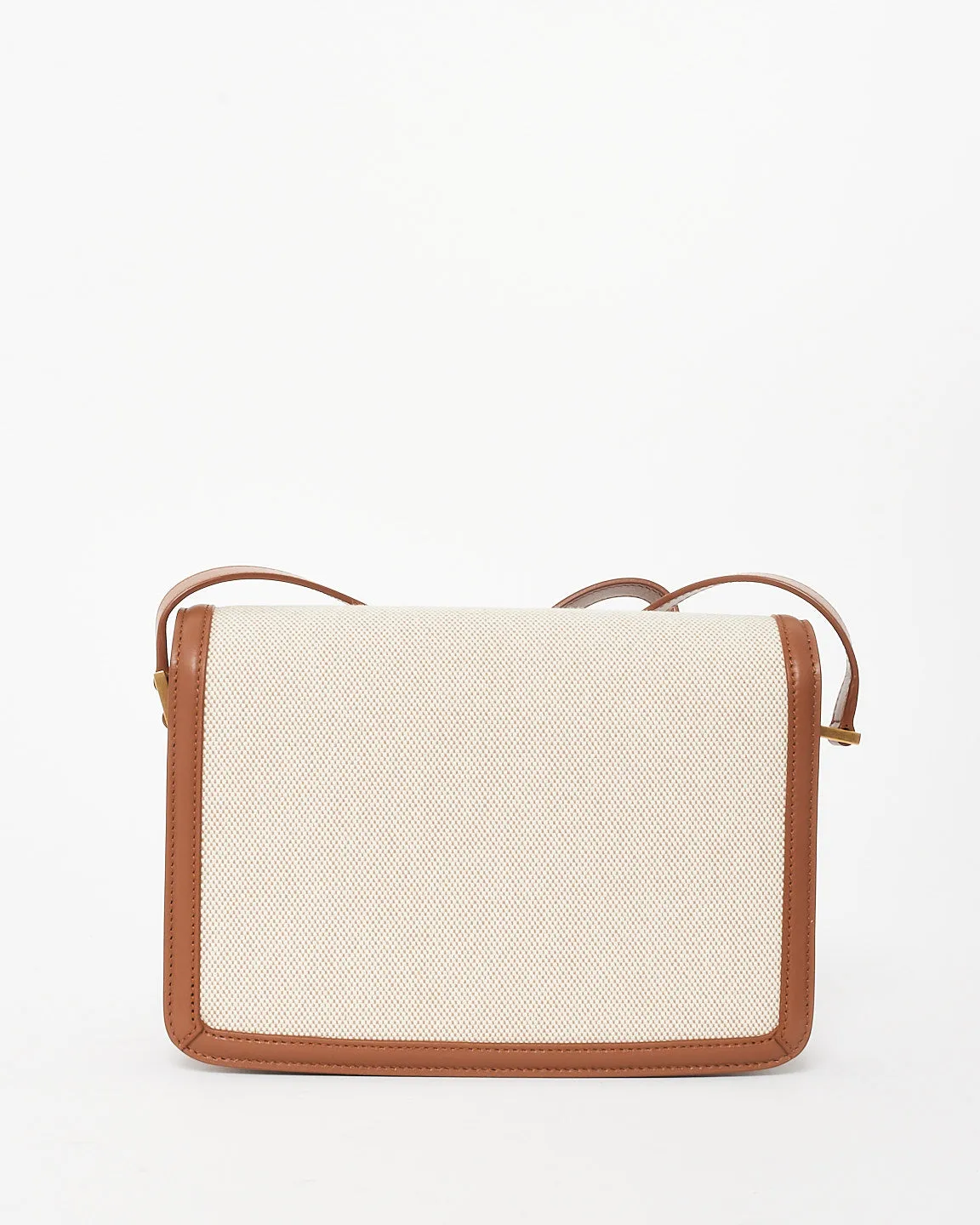 Saint Laurent Beige Canvas & Brown Leather Trim Logo Solferino Bag