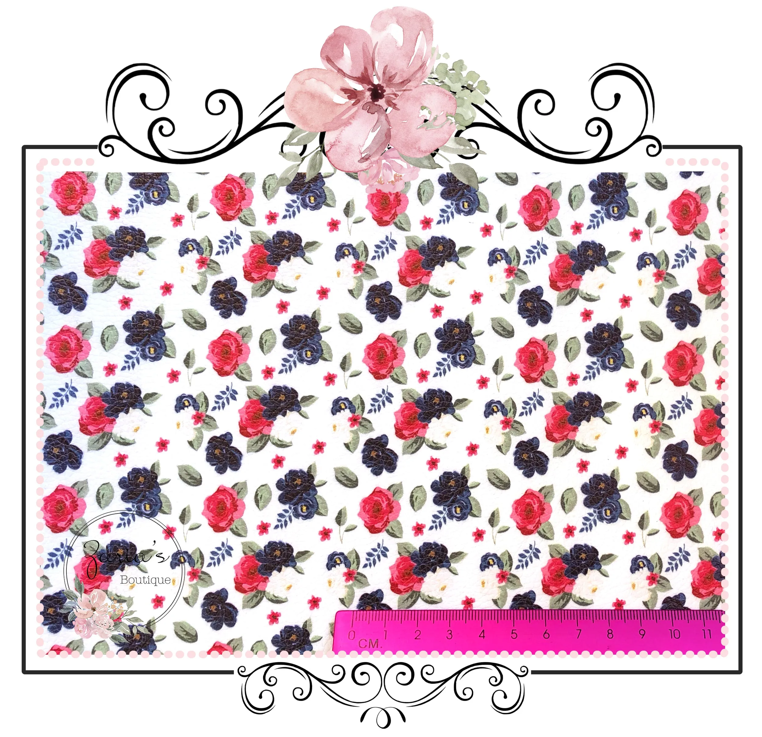 SALE ⋅ Winter Floral  ⋅ Luxe Grain Faux Leather ~ 0.90mm