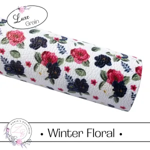 SALE ⋅ Winter Floral  ⋅ Luxe Grain Faux Leather ~ 0.90mm