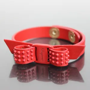 Salvatore Ferragamo Vara Bow Leather Bracelet in Lipstick Red