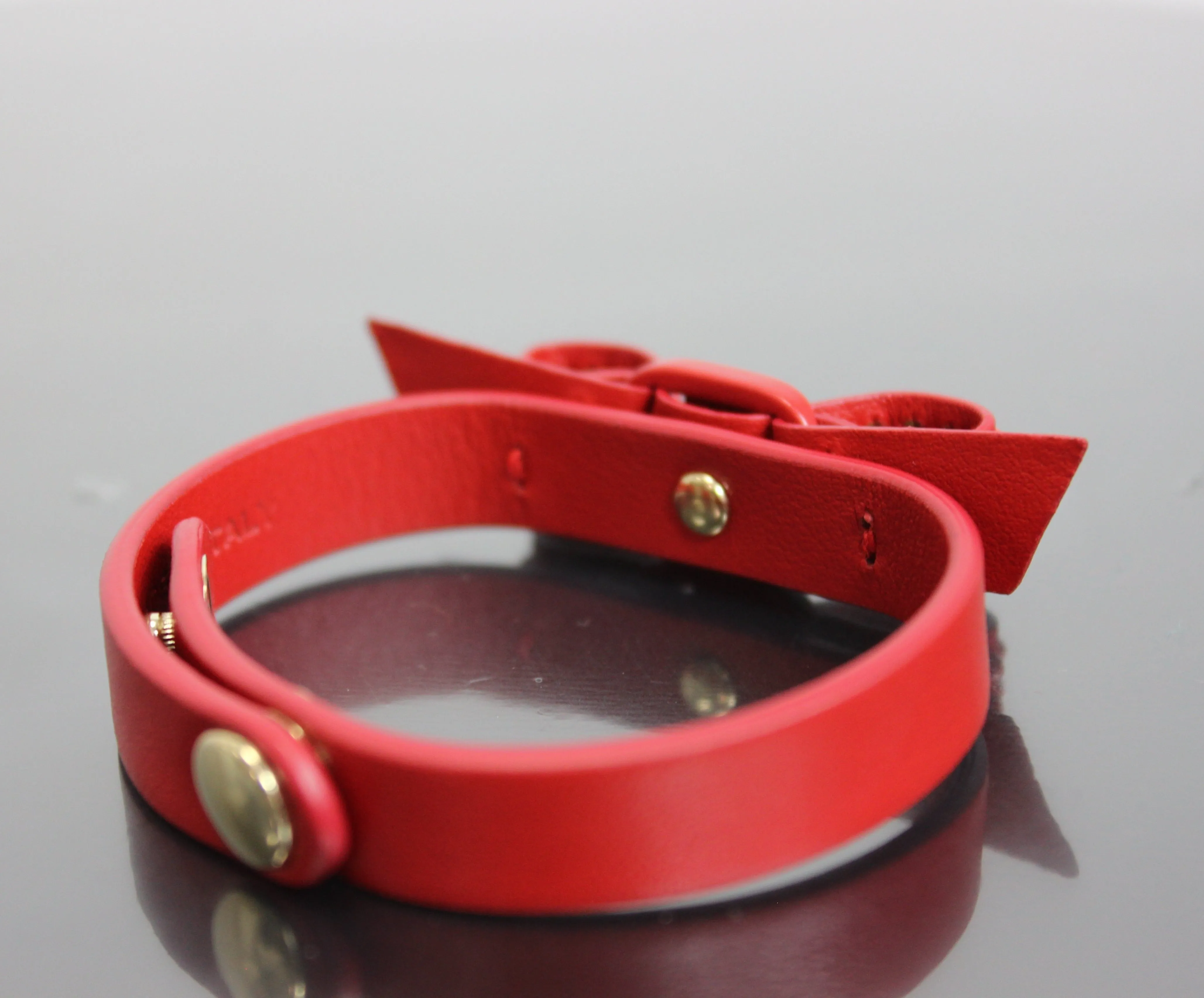 Salvatore Ferragamo Vara Bow Leather Bracelet in Lipstick Red