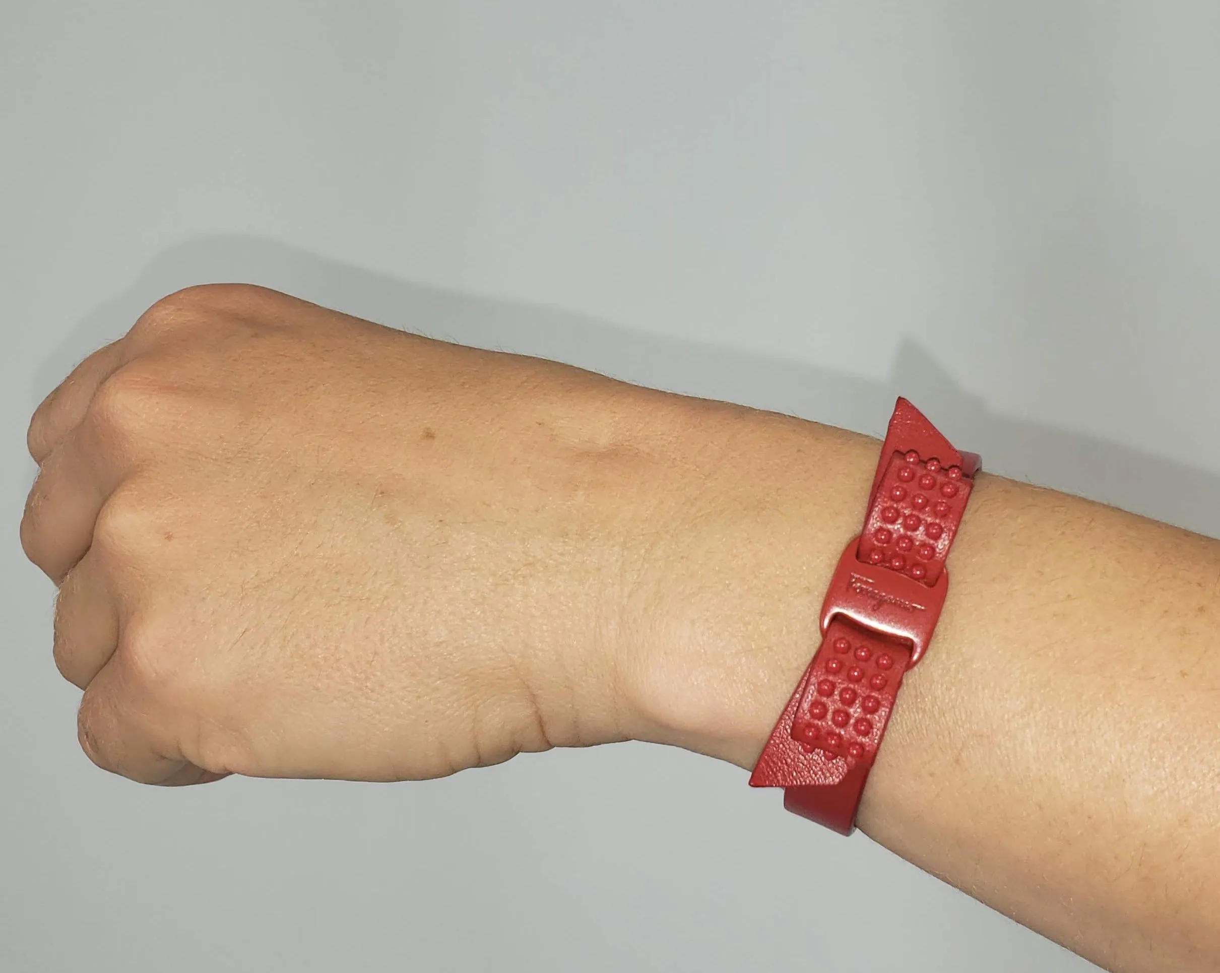Salvatore Ferragamo Vara Bow Leather Bracelet in Lipstick Red