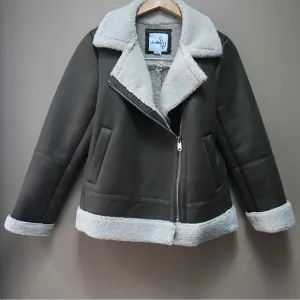 Sam Edelman Faux Leather &amp; Faux Shearling Moto Jacket (S)