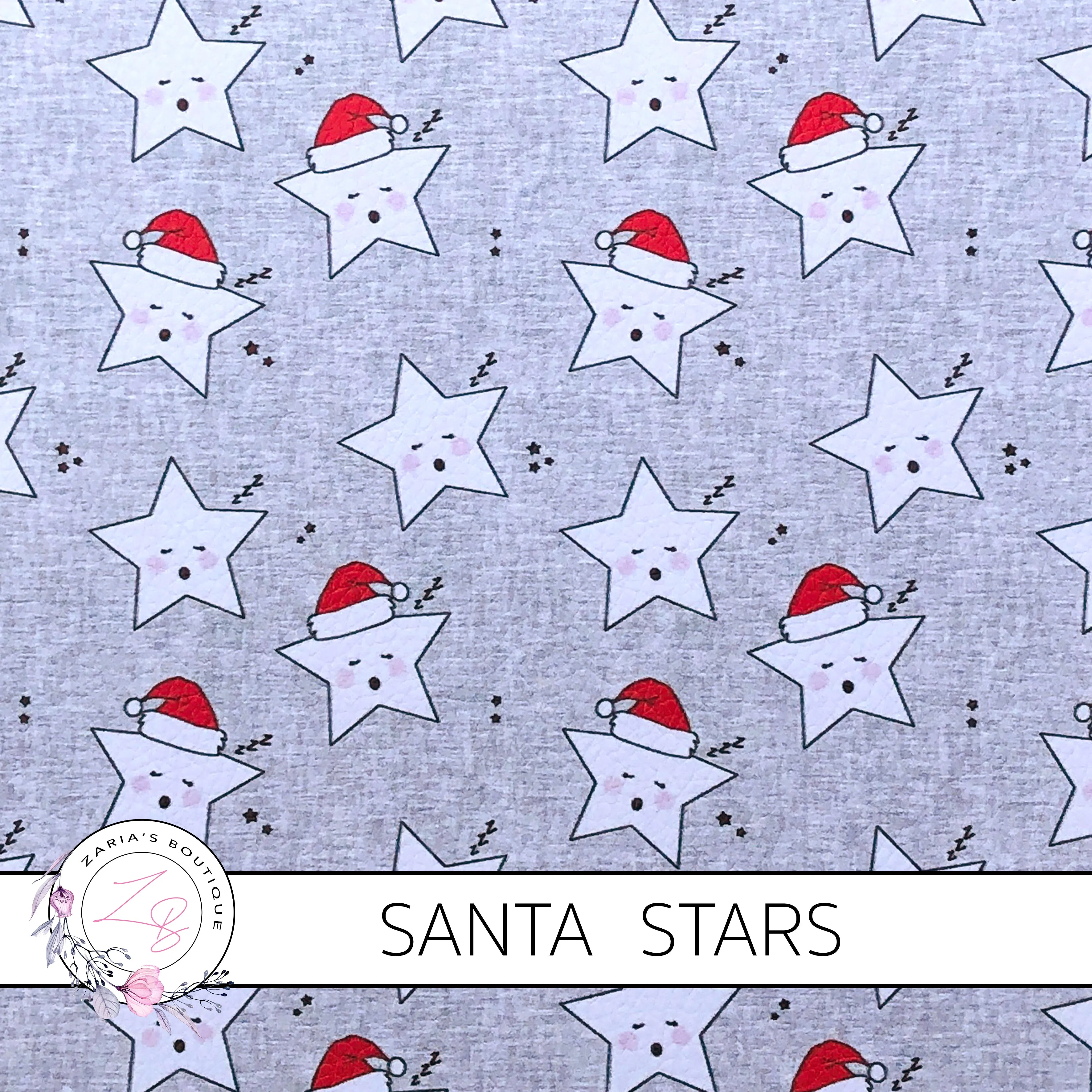 Santa Stars Christmas Luxe Grain Faux Leather ~ 1.03mm