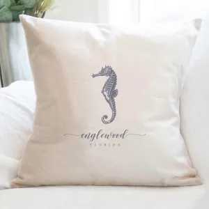 Seahorse w/ City, State - Square Canvas Pillow