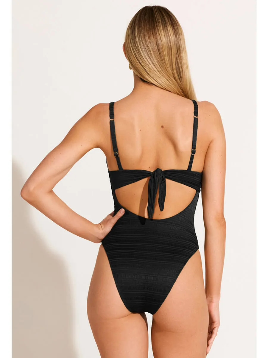 Seersucker Stripe Rossi Underwire One Piece in Black