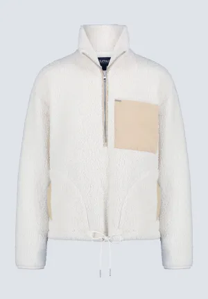 Sena Women's Sherpa Jacket with Chest Pocket, Egret White - JK0036F
